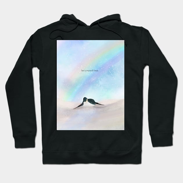 Set yourself free, penguin art, rainbow, spirit animal Hoodie by Treasuredreams